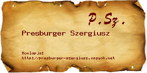 Presburger Szergiusz névjegykártya